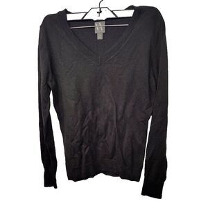 Worthington‎ Women's Lightweight Sweater Black V Neck Size XS